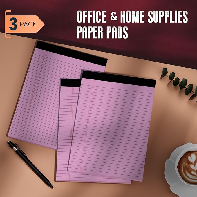 Roneky Pink Legal Pads 8.5 x 11 Wide Ruled Notepads, 3 Pack Note Pads 8.5 x 11 - Image 7