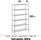 Regal Altair 18" Deep x 48" Wide x 86" Height Wire Shelving Kit | 6-Tier | NSF - Image 3