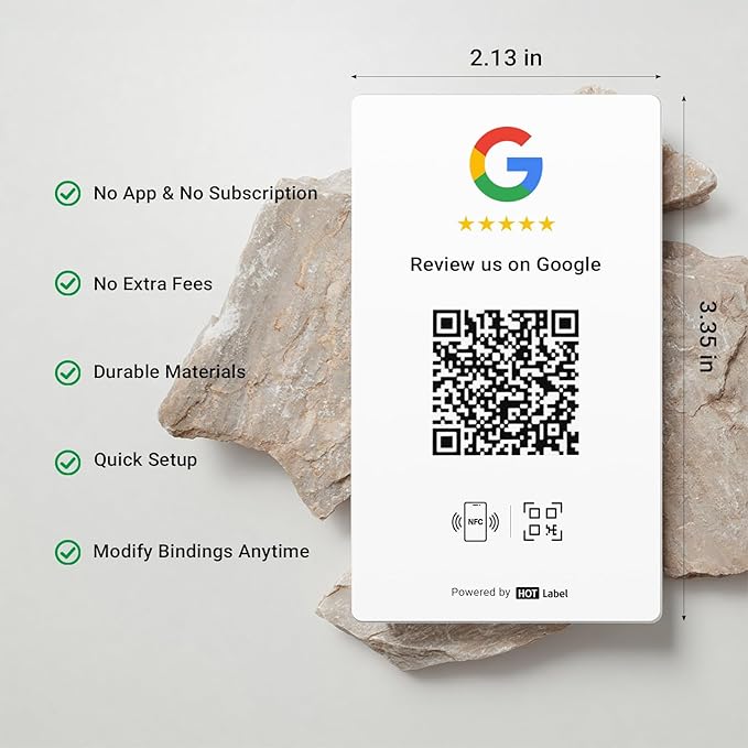 HotLabel – Google Review Card 5-Pack – White – NFC Tap & QR Code – Includes 5 - Image 3