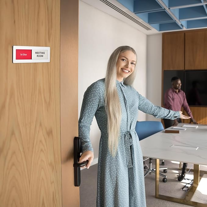 PATIKIL Office Door Signs, Meeting Room Available in Use Sign Acrylic - Image 6