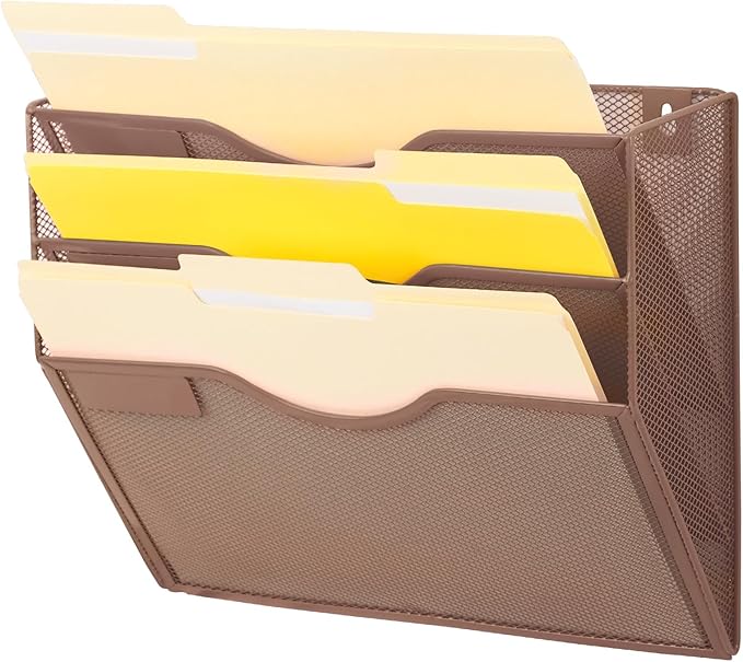 EASEPRES 3 Pocket Mesh Hanging Wall File Organizer, Wall Mounted Mail Paper by EASEPRES