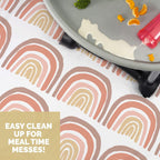 JumpOff Jo - Large Baby Splat Mat for Under High Chair, Booster Seat, Tabletop, Food Catcher - Protect Floor and Carpet from Spills & Crafts - Waterproof and Washable (Boho Rainbow)