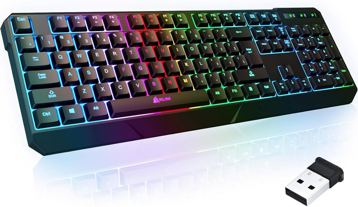 KLIM Chroma Quiet Keyboard, Wired Gaming, US QWERTY, Chromatic RGB Lighting