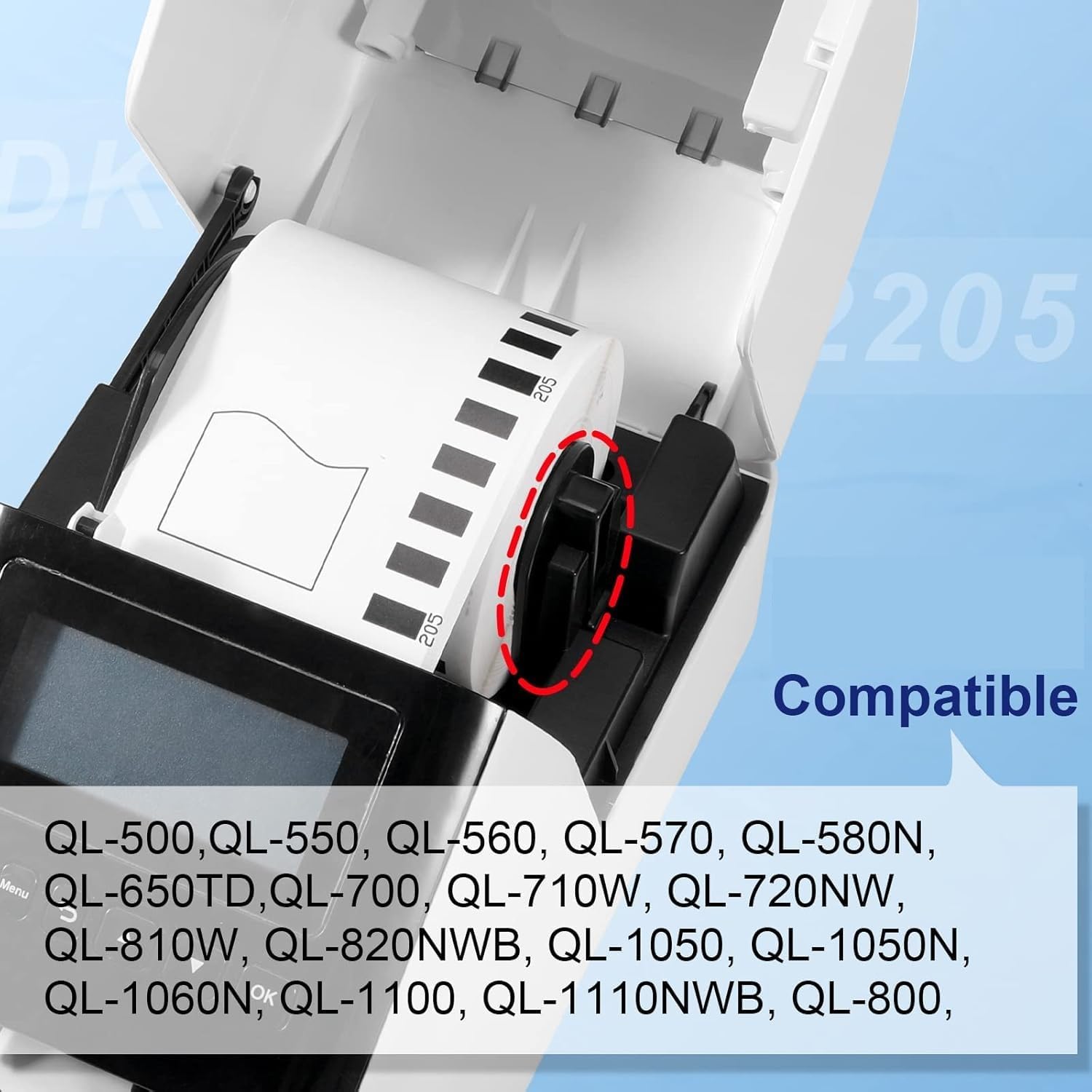 COLORTY Replace for Brother DK-2205 Continuous Printer Labels 2.4" x 100' | DK2205 DK Paper Tape Compatible with Brother QL-820NWB QL-800 QL-810W QL-600 QL-1100nwb Label Printers (12 Rolls + 1 Fram)