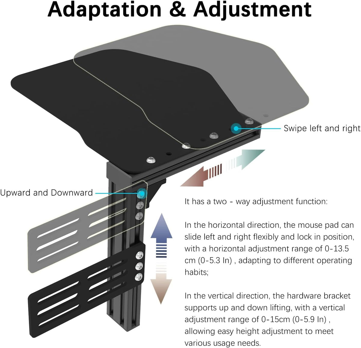 EG STARTS 1x Metal Extend Mouse Pad Holder Platform, Adjustable Horizontally ...