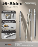 Nicpro 4 Pack Metal Mechanical Pencil Set 0.9mm, MB1000 Lead Drafting Pencil - Image 2