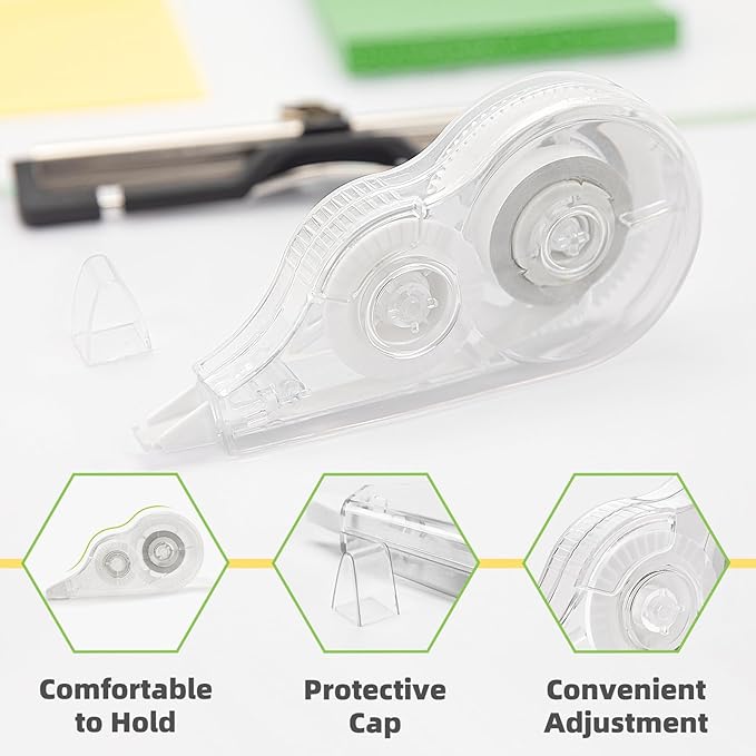 JEFURE 24 Pcs Transparent Correction Tape, 236 Inch Tear-Resistant Bulk - Image 3