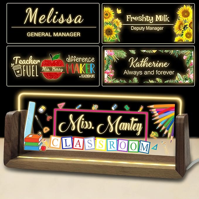 Personalized Light Up Acrylic Desk Name Plate Custom LED Name Plate by WBgjsnklbnl