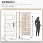 4NM No Assembly 6 Tiers Folding Bookshelf Storage Shelves Vintage Bookcase - Image 2