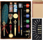 Junhartt Quill Feather Pen and Ink Set, Calligraphy Pen Glass Dip Pen and Wax by Junhartt