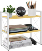 YINMIT Desktop Shelf Organizer, 2 Tier Office Shelves, Wood Desk Organizer by YINMIT
