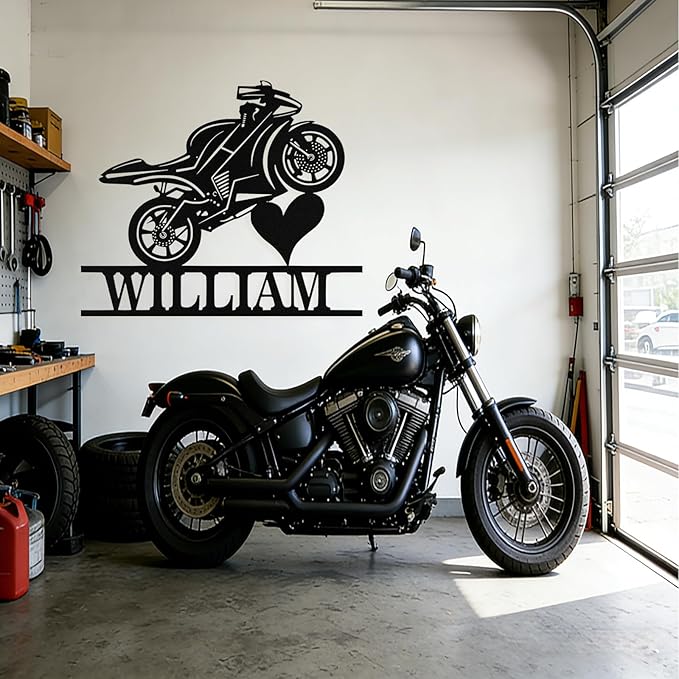 Custom Motorcycle Metal Signs Personalized Dirt Biker Name Sign Custom Garage - Image 2