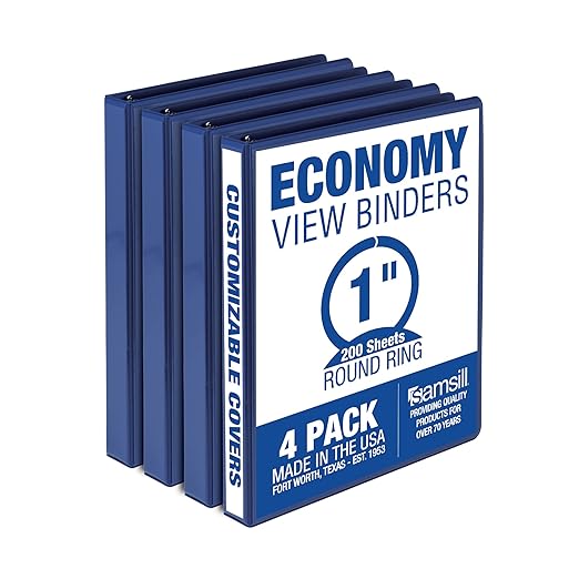 Samsill 1 Inch 3 Ring Binders, Made in USA, Economy Round Ring, 200 Sheet by Samsill