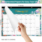 2027 Desk Calendar - January 2027 - December 2027, 17" x 12" | Large Desk Calendar, 12-Month Desktop/Wall Monthly Calendar for Home School, or Office - 12 Floral Patterns