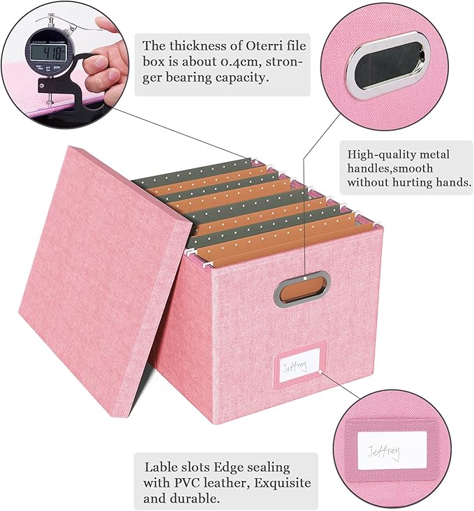 2 Pack File Storage Organizer, Filing Box, Portable File Box - Image 4