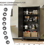 cofar 61" metal pantry cabinet in black, modern, package contents