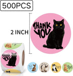 500 PCS Cute Cat Thank You Stickers - 2 Inch Funny Cat Design Stickers for Business, Online Retailers, Mail Envelopes, Packaging, Shipping