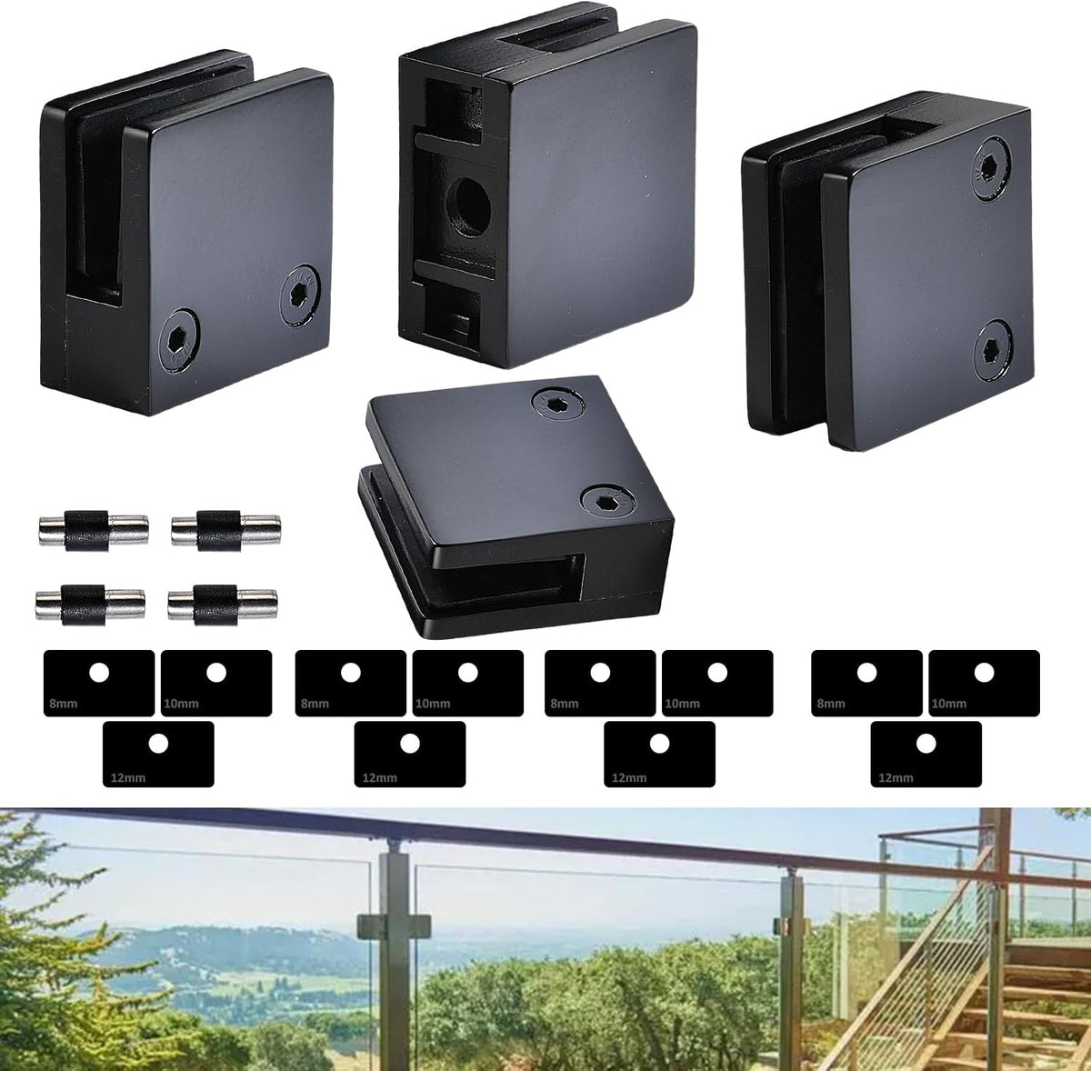 Glass Clamp－4PCS Adjustable Glass Shelf Bracket, 1/3 "-1/2 " 304 Stainless