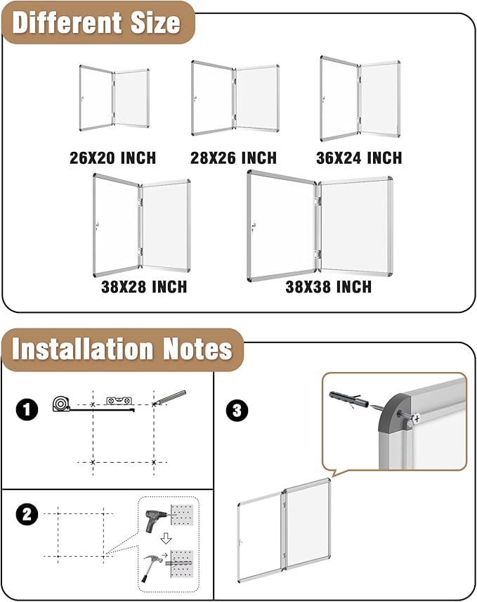 Mifuro 38"x38" Enclosed Bulletin Board, Lockable Weather-Resistant Aluminum - Image 4