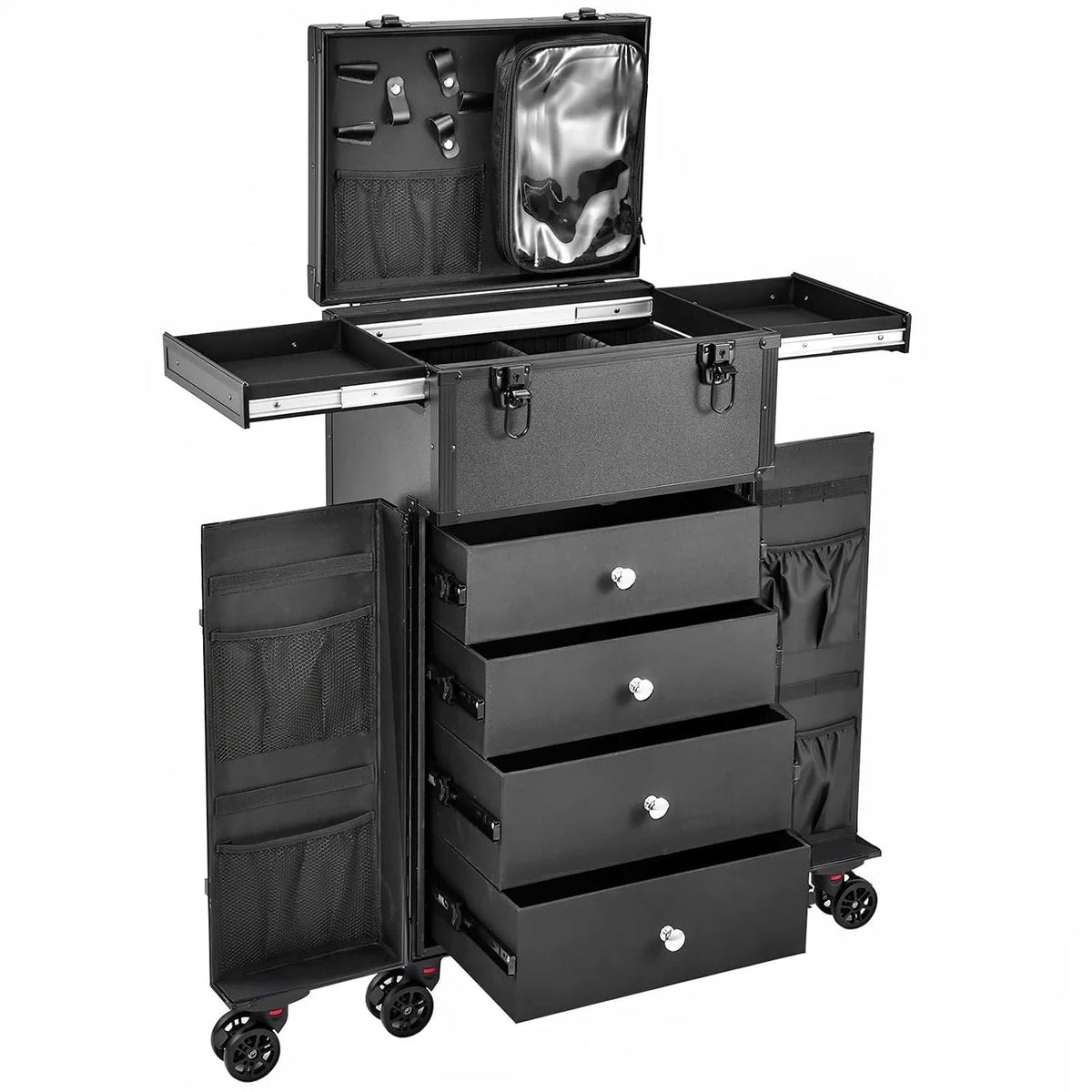Joligrace Professional Rolling Makeup Case 4 Drawers Pro Makeup Artist Cosmet...