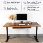 Standing Desk with Drawer – Walnut Solid Wood Desk, Natural Live Edge, - Image 3