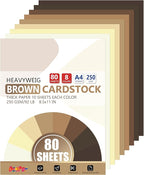 OcePor 80 Sheets Brown Cardstock Paper, Colored Printer Paper 8.5 x 11 by OcePor