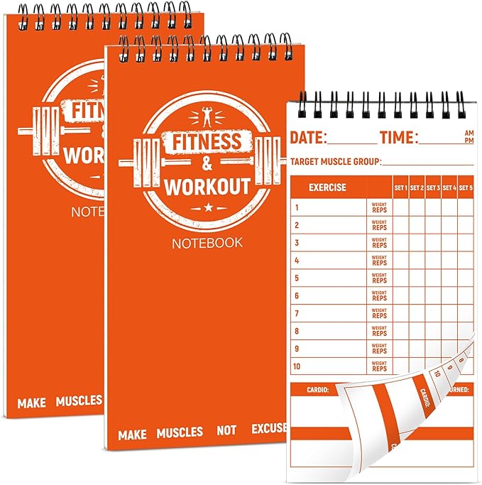 gisgfim 3 Pcs Fitness Journal for Men Women Workout Lifting Log Book Planner by gisgfim