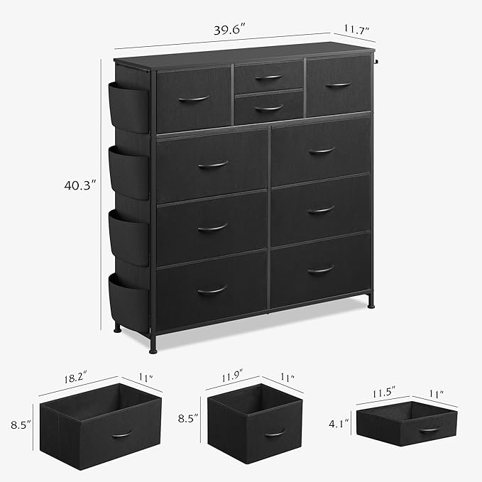 WLIVE Dresser for Bedroom with 10 Drawers, Fabric Dresser Chest of Drawers with - Image 3