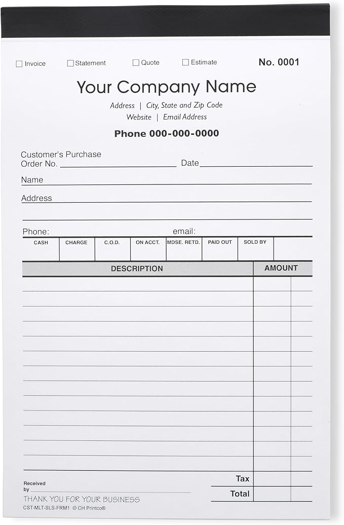Custom Sales, Personalized Multipurpose Duplicate Carbonless Form - Image 4