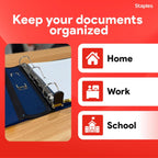 Staples Better View 1.5-Inch D-Ring Binder, Blue, Clear Overlay | Durable 3-ring binder for school and office document organization.