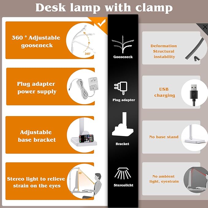 AKRRYR Led Desk Lamp for Home Office, 24W Bright Eye-Caring Desk Light - Image 5