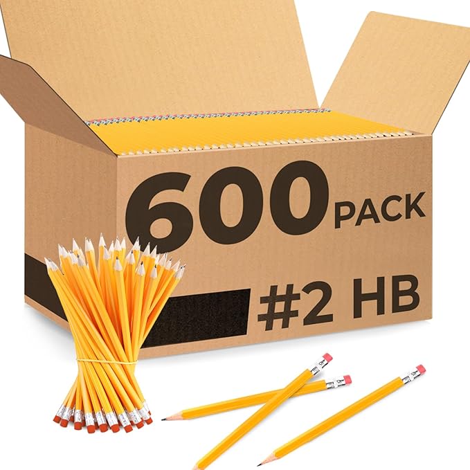 Rosmonde Pencils Bulk, 600 Pack, Pre Sharpened #2, Bulk Yellow Pencils by Rosmonde