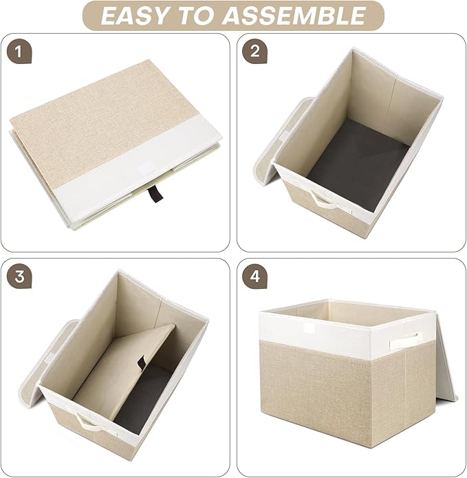 Bagnizer Large 22 Quart Linen Fabric Foldable Storage Bin Cube Organizer Basket - Image 3