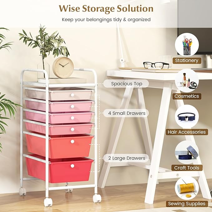 RELAX4LIFE 6-Drawer Rolling Storage Cart - Image 4