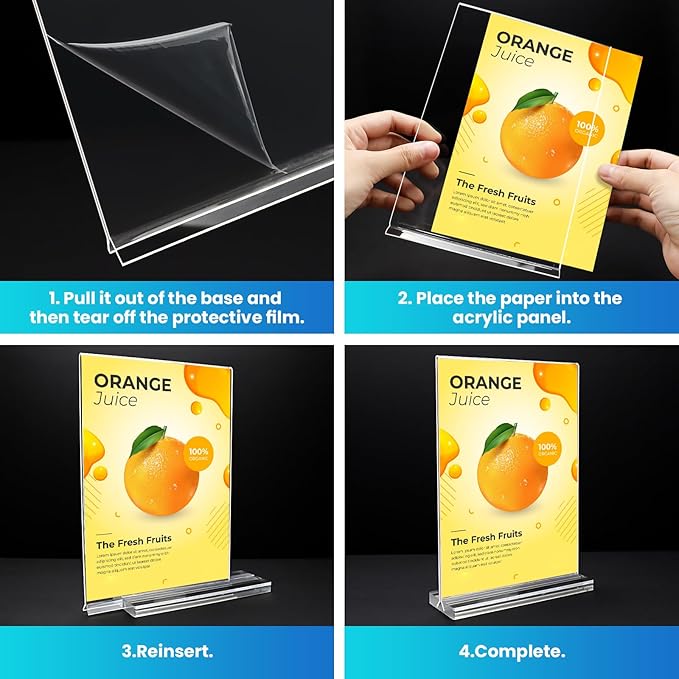Acrylic Sign Holder 5x7, 11 Pack Clear TableTop Sign Holder-Sided, Plastic - Image 3