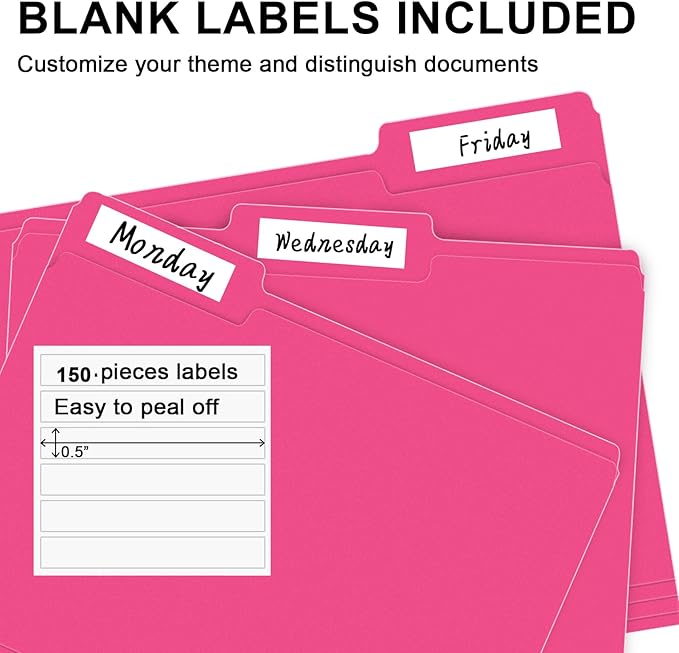 File Folder, RAZCC 150 Pack 1/3 Cut Tab File Folders Letter Size, Folders - Image 4