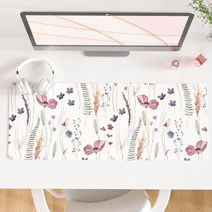 QiyI Large Mouse Pad, Cute Flower Desk Mat by QIYI