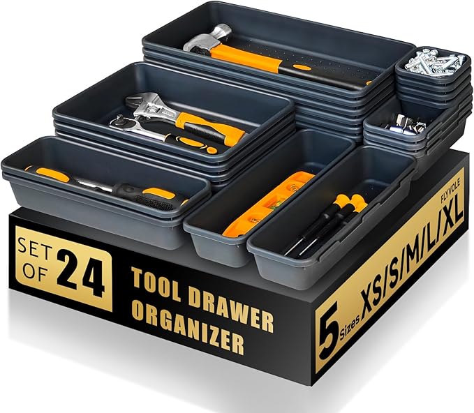 FLYVOLE Tool Box Organizer Tray, Toolbox Desk Drawer Organizer, Tool Box Tray by FLYVOLE