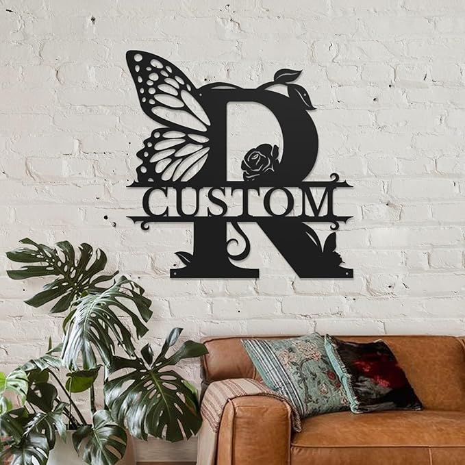 Personalized Custom Letter Name metal Signs, Custom Black Letter Monogram Wall - Image 3