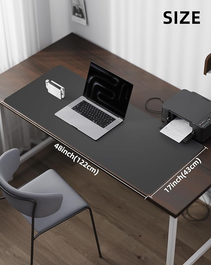 Leather Desk Pad Protector- 48" x 17" Office Desk Mat, Non-Slip PU Leather - Image 5