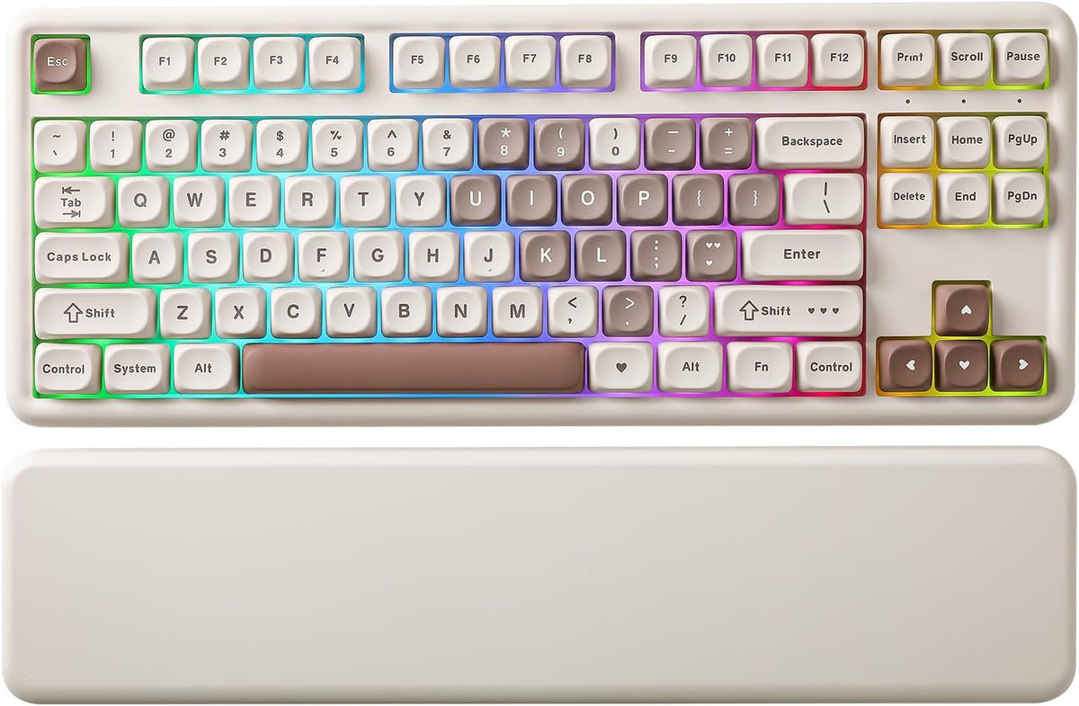 YUNZII B87 TKL Wireless Mechanical Keyboard (Brown Heart,Cocoa V2)
