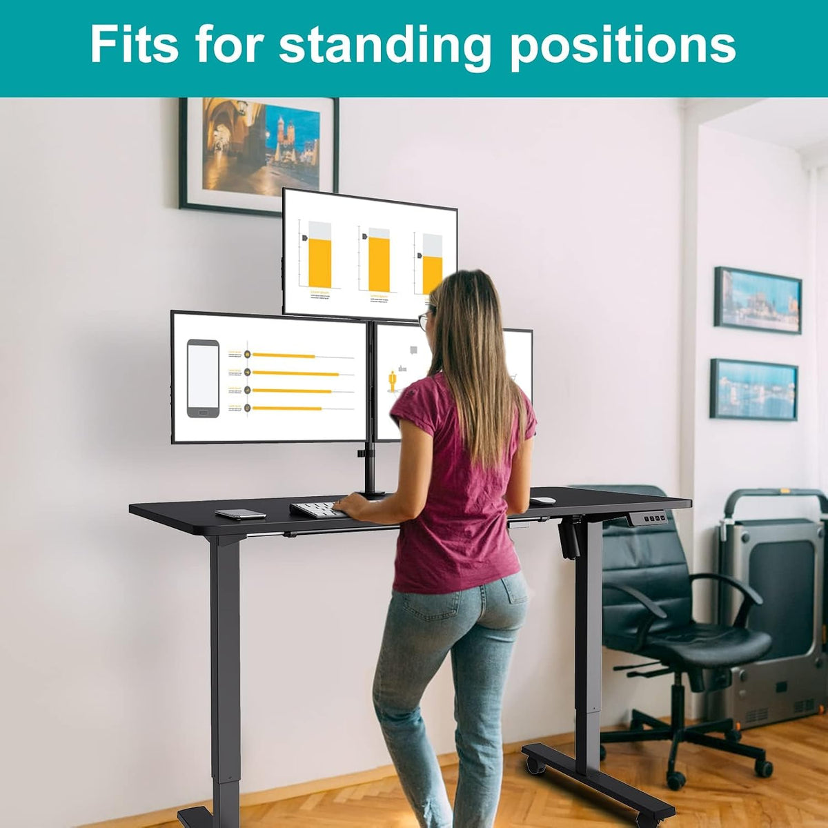 MOUNT PRO Triple Monitor Mount, Monitor Desk Mount for 3 Screens up to 32 inc...