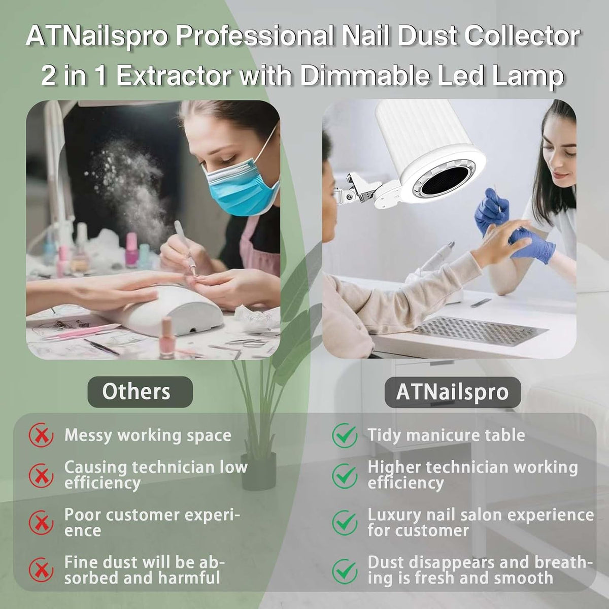 Professional Pedicure Nail Dust Collector, Overhead Nail Tech Manicure Vacuum...