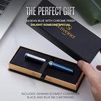 Scriveiner Personalized Luxury EDC Fountain Pen, Stunning Matt Blue Pocket Pen - Image 3