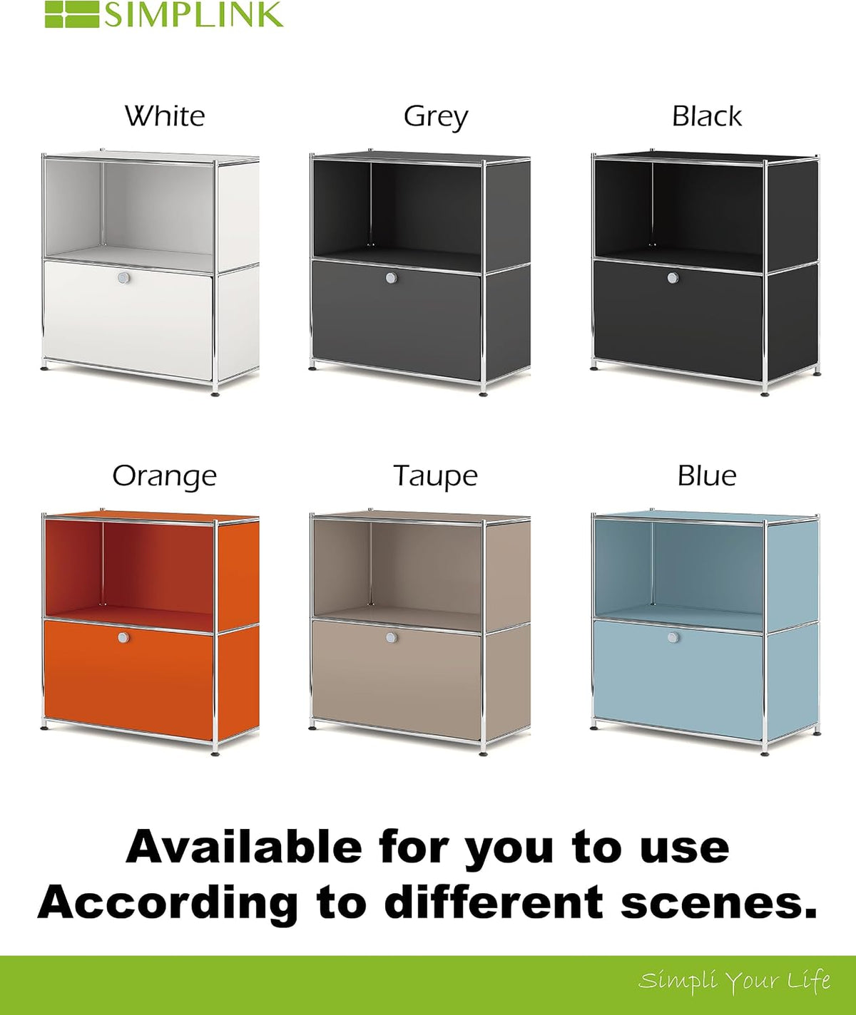 32.5-Inch Flip-Top Storage Cabinet with Detachable Wheels, Metal Side Table a...