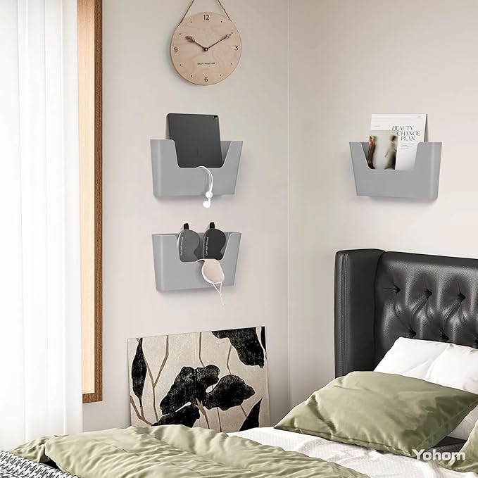 YOHOM No Drilling File Holder Wall Mails Magazines Organizer Adhesive Door Mount - Image 5