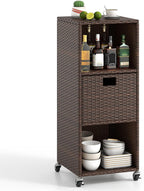 tangkula rattan outdoor storage cabinet with 4 wheels, main product view