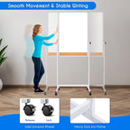 maxtek Rolling White Board, 44x28 Inches Magnetic Cork Board Combo, Portable - Image 5