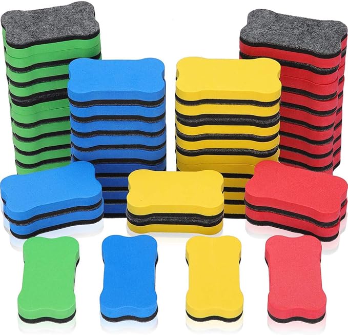 Outus 48 Pieces Magnetic Whiteboard Dry Eraser Office Erasers Bone Shaped Dry by Outus