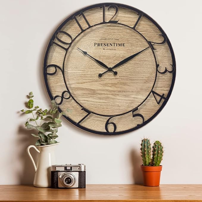 Presentime & Co 21" Farmhouse Series Wall Clock, Cottage Style, Vintage Design - Image 2